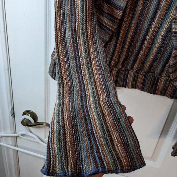 ZARA Rainbow knit open front Wool blend bell sleeves cardigan Medium - Picture 2 of 10